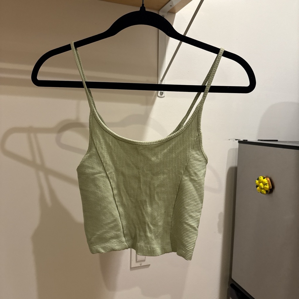 Urban Outfitters Pale Green Ribbed Scoop-Neck Cami